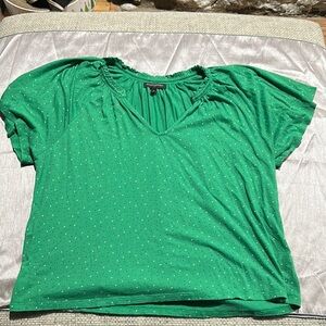 EUC Banana Republic Flutter Sleeve Green V-Neck Women's Knit Top